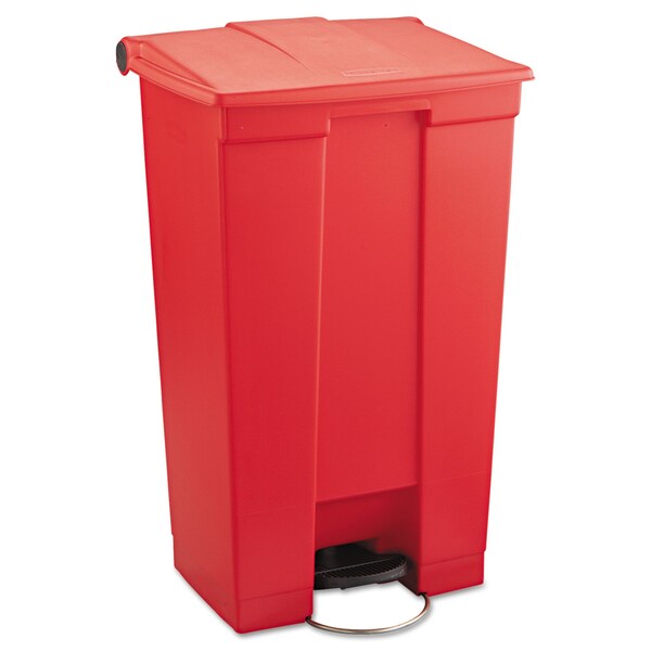Rubbermaid Commercial 23 gal Rectangular Trash Can, Red, Top Door, Plastic - FG614600RED