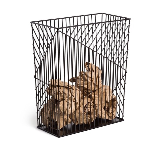 U Brands Wastebasket, Vena, Bent Wire, 6 Gal Cap, 12inx6inx14in, Black - UBR3837U0206