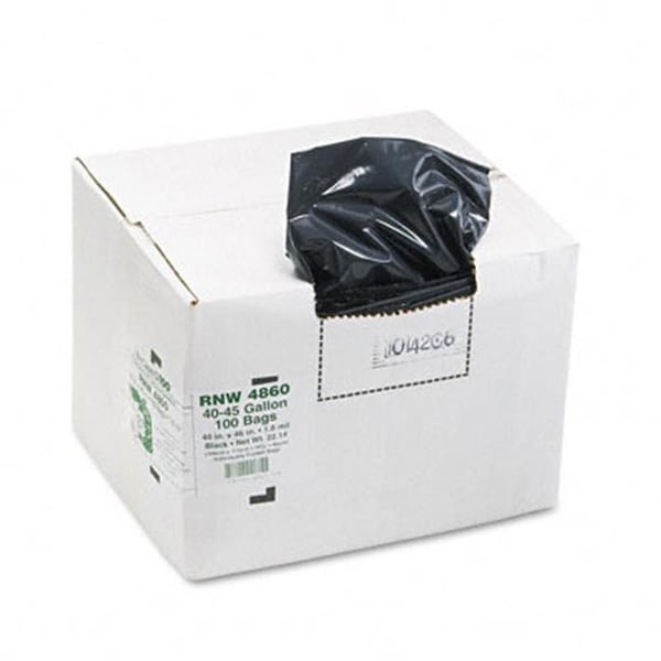Webster Webster RNW4860 ReClaim Can Liners  45 gallon  1.8mil  40 x 46  Black  100 per Carton - RNW4860
