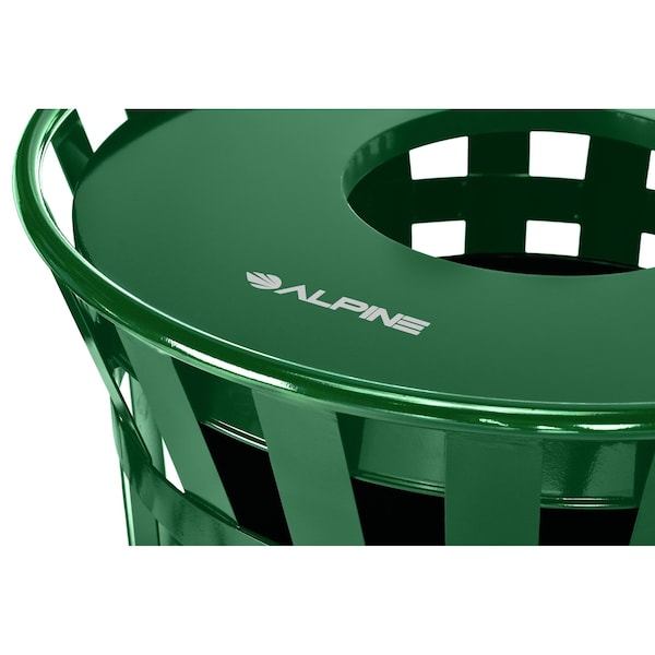 Alpine Industries 38 gal Trash Can, Green, Galvanized Steel - ALP479-38-GRN