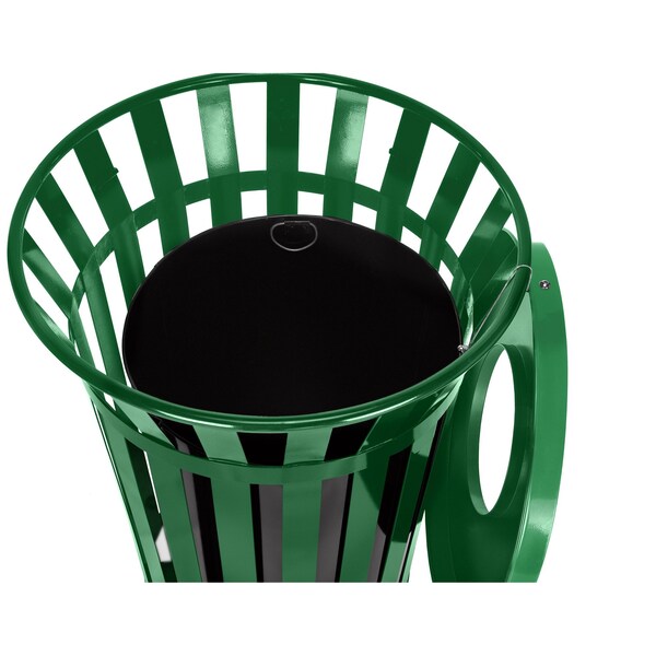 Alpine Industries 38 gal Trash Can, Green, Galvanized Steel - ALP479-38-GRN