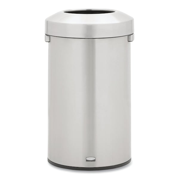 Rubbermaid Commercial 23 gal Round Trash Can, Stainless Steel, Open Top, Stainless Steel; Rigid Plastic - 2147584