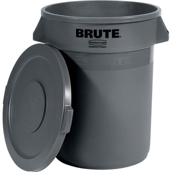 Rubbermaid Commercial 44 gal Round Trash Can, Gray, Plastic - RUB344CGR