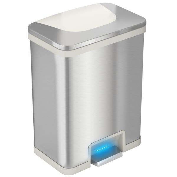 Hls Commercial 13 gal Rectangular Trash Can, Silver, Stainless Steel - HLS13SW