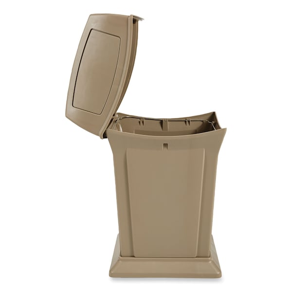 Rubbermaid Commercial 45 gal Square Trash Can, Beige, Side Door, Structural Foam - FG917188BEIG