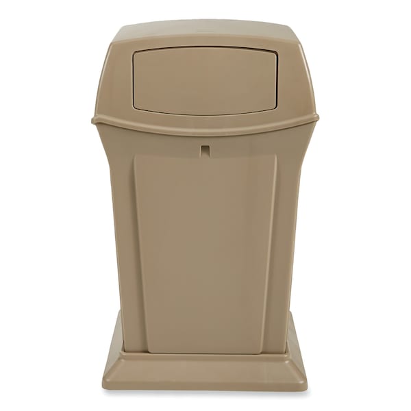 Rubbermaid Commercial 45 gal Square Trash Can, Beige, Side Door, Structural Foam - FG917188BEIG