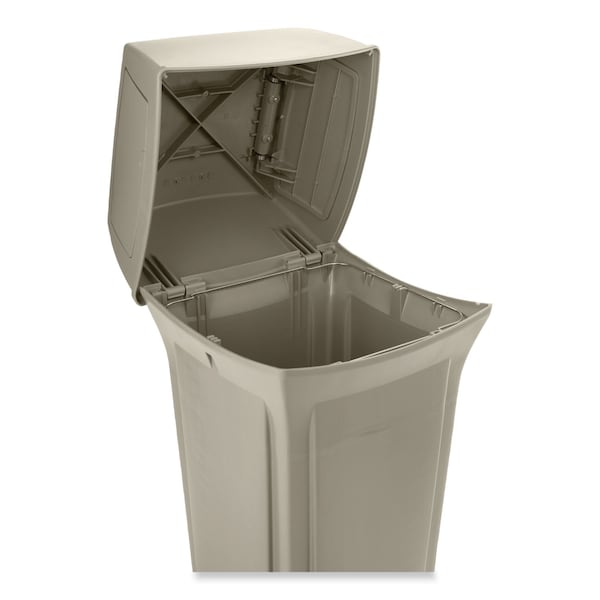 Rubbermaid Commercial 45 gal Square Trash Can, Beige, Side Door, Structural Foam - FG917188BEIG