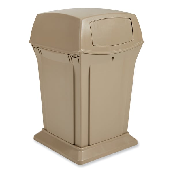 Rubbermaid Commercial 45 gal Square Trash Can, Beige, Side Door, Structural Foam - FG917188BEIG