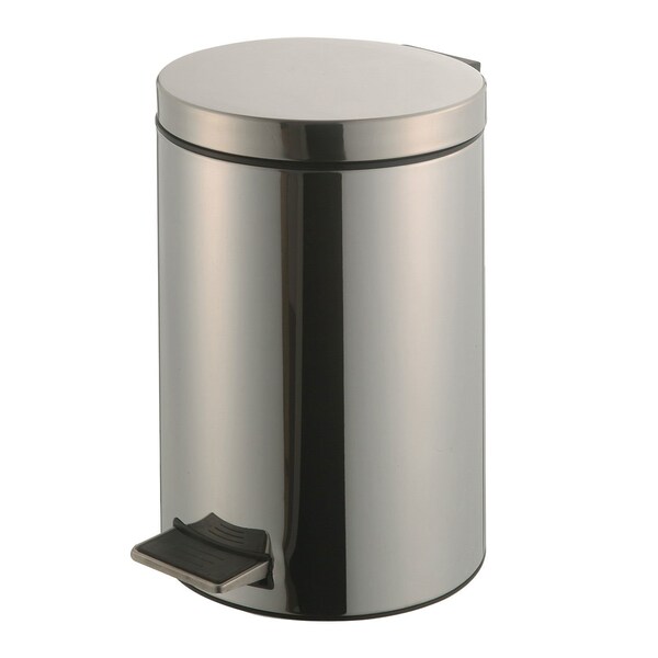Global Industrial Round Hands Free Trash Can, Silver, Stainless Steel - 237752SS
