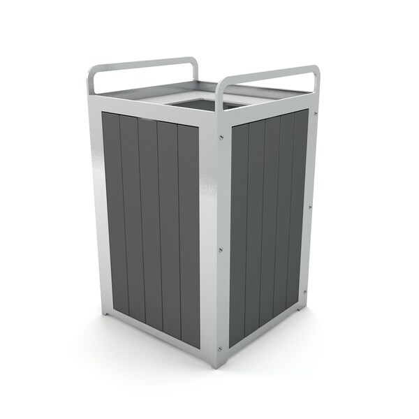Frog Furnishings 32 gal Trash Can, Silver - PB 32PLZGRA