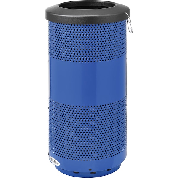 Global Industrial Round Perforated Trash Can, Blue, Steel - 641313BL