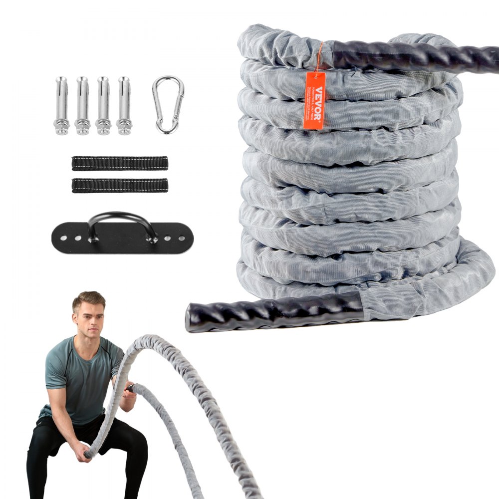VEVOR Battle Rope 1.5" 30Ft Gym Workout Strength Training Exercise Fitness Rope - ZS30FT15INDBX4FLXV0