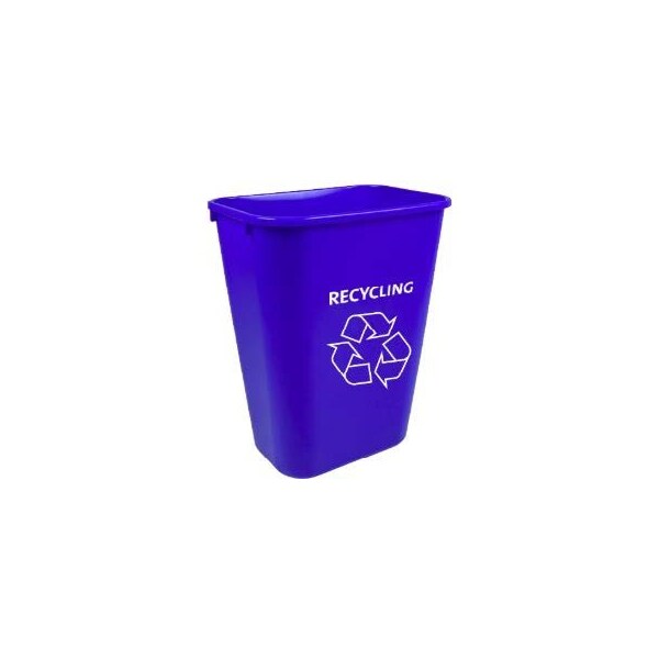 Lancaster 14 qt. Wastebasket, Blue w/Recycling and Recycle Logo, 6PK - 09-14Q-RB