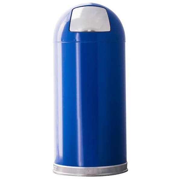 Pinpoint 15 Gallon Indoor Trash Can With Dome Top & Galvanized Liner; Blue - PI929858