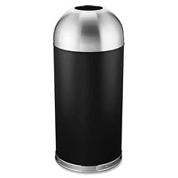 Protectionpro Trash ReceptacleDomed Top15 Gal.Black-Silver - PR686800