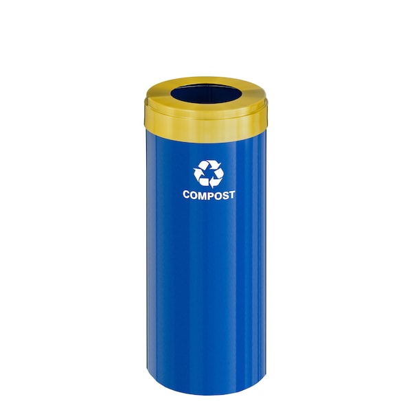 Glaro 15 gal Trash Can, Blue/Satin Brass - W-1242BL-BE-W6RL