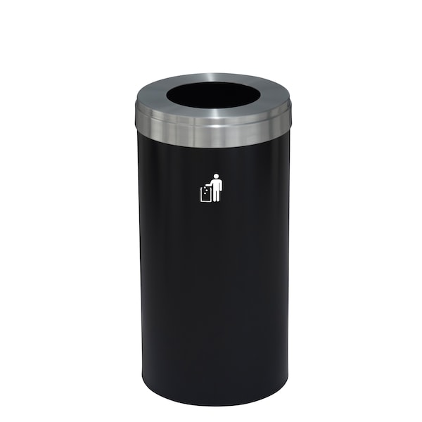 Glaro 16 gal Trash Can, Satin Black/Satin Aluminum - W-1532BK-SA-W1