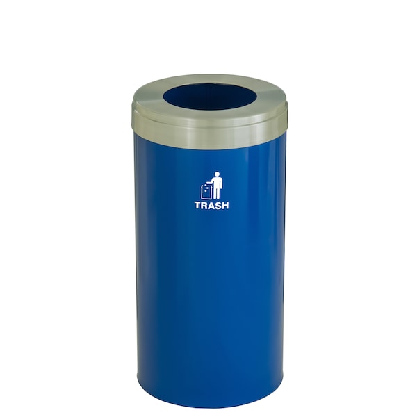Glaro 23 gal Trash Can, Blue/Satin Aluminum - W-1542BL-SA-W3
