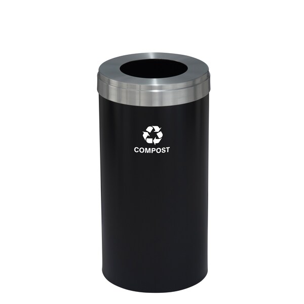 Glaro 23 gal Trash Can, Satin Black/Satin Aluminum - W-1542BK-SA-W6RL