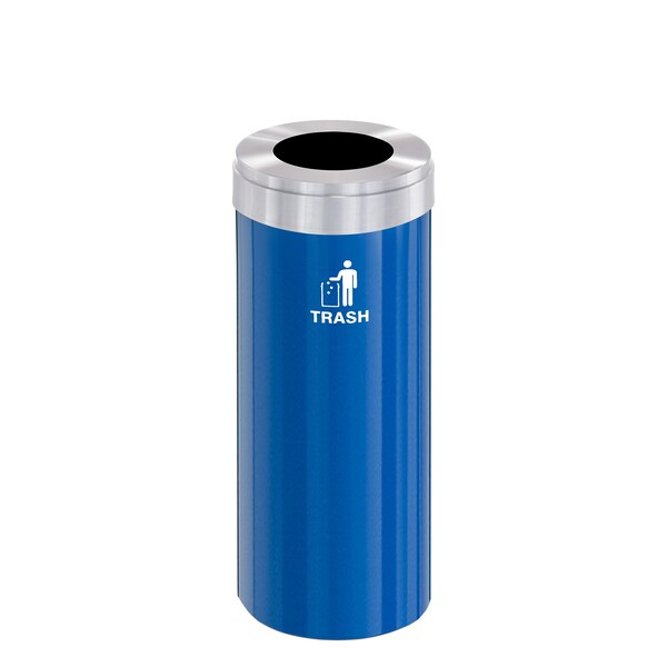 Glaro 15 gal Trash Can, Blue/Satin Aluminum - W-1242BL-SA-W3