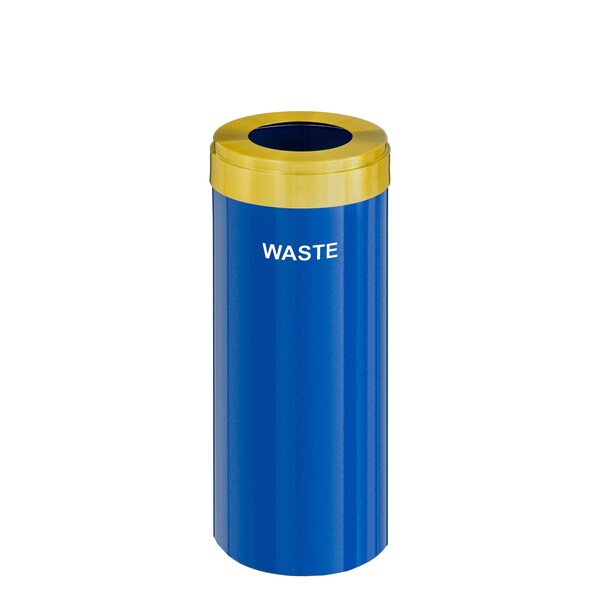 Glaro 12 gal Trash Can, Blue/Satin Brass - W-1232BL-BE-W4
