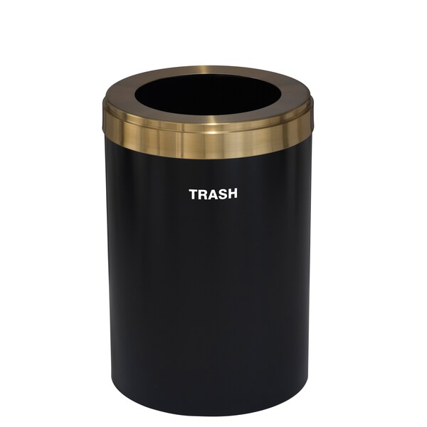 Glaro 16 gal Trash Can, Satin Black/Satin Brass - W-2032BK-BE-W5