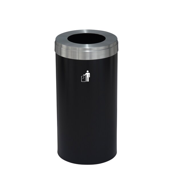 Glaro 23 gal Trash Can, Satin Black/Satin Aluminum - W-1542BK-SA-W1
