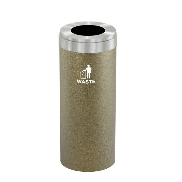 Glaro 12 gal Trash Can, Bronze Vein/Satin Aluminum - W-1232BV-SA-W2