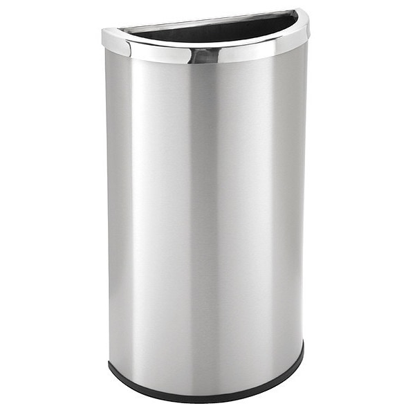 Commercial Zone Products 8 gal Half-Round Trash Can, Silver, Stainless Steel - 780929