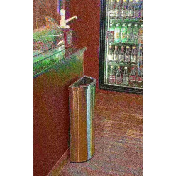 Commercial Zone Products 8 gal Half-Round Trash Can, Silver, Stainless Steel - 780929