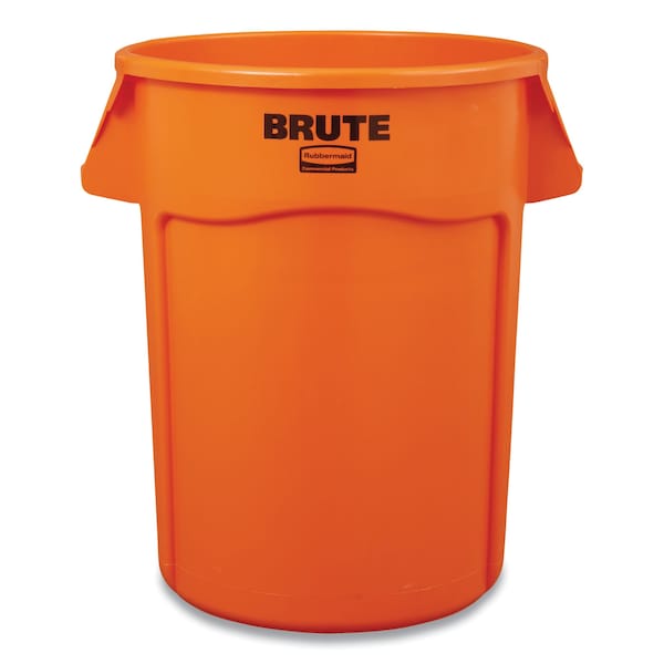 Rubbermaid Commercial 32 gal Round Cylinder Trash Can, Orange, Open Top, Resin - 2119308