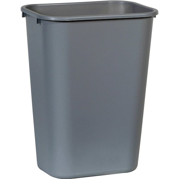 Rubbermaid Commercial 10.25 gal Rectangular 41 QT Large Deskside Wastebasket, Gray, Plastic - RCP295700GY