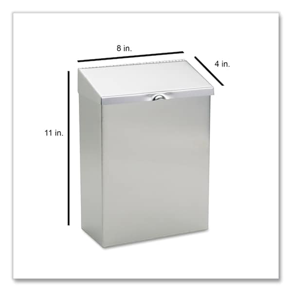 Hospeco Rectangular Prism Trash Can, Stainless Steel, Top Door, Stainless Steel - ND-1E