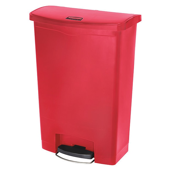 Rubbermaid Commercial 24 gal Rectangular Trash Can, Red, 22 1/4 in Dia, Step-On, Plastic - 1883570