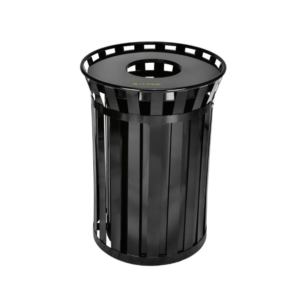 Alpine Industries Outdoor Metal Waste Receptacle - 38 Gallon Black - ALP479-38