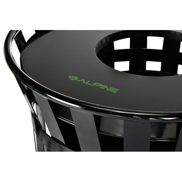 Alpine Industries Outdoor Metal Waste Receptacle - 38 Gallon Black - ALP479-38