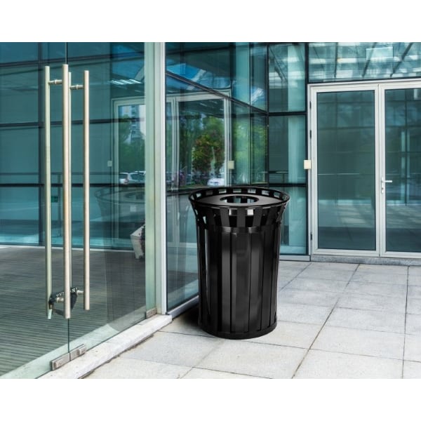 Alpine Industries Outdoor Metal Waste Receptacle - 38 Gallon Black - ALP479-38