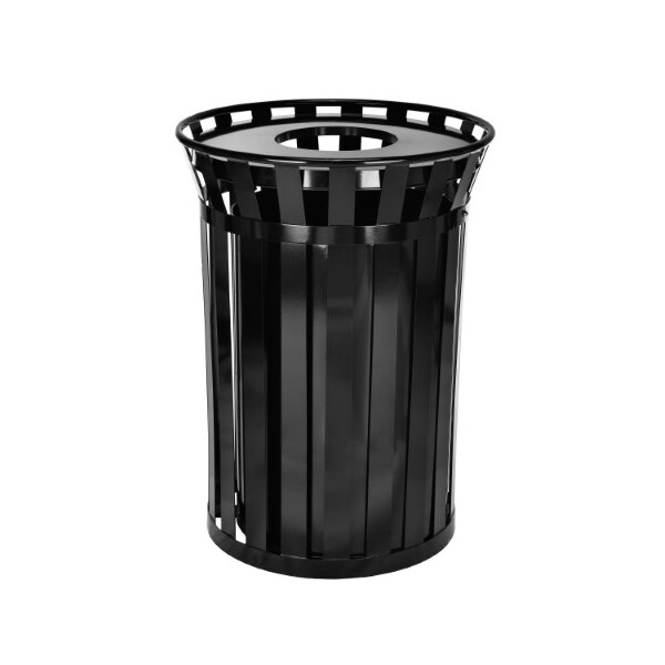 Alpine Industries Outdoor Metal Waste Receptacle - 38 Gallon Black - ALP479-38