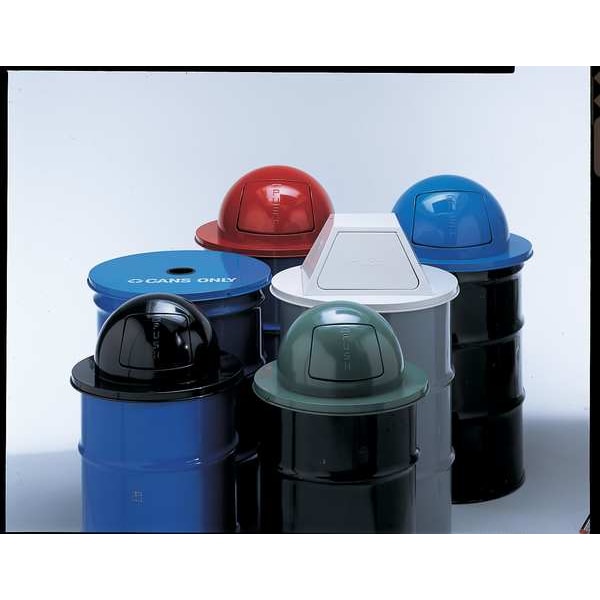 Rubbermaid Commercial 45 gal Round Trash Can, Black, 24 in Dia, Open Top, Steel - FGSBR52BK