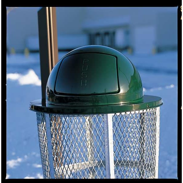 Rubbermaid Commercial 45 gal Round Trash Can, Black, 24 in Dia, Open Top, Steel - FGSBR52BK