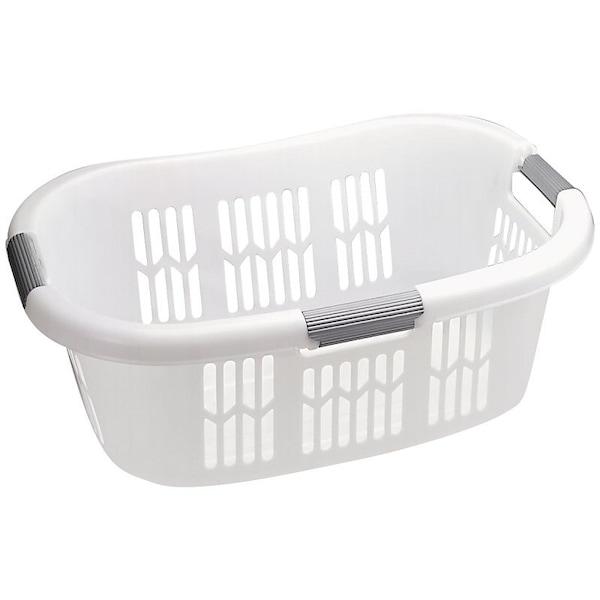 Rubbermaid HipHugger Laundry Basket, 15 bu Capacity, Plastic, White, 1Compartment - FG299787WHT