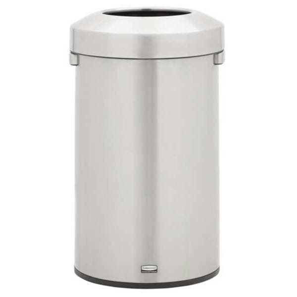 Rubbermaid Commercial 23 gal Round Trash Can, Silver, 17 11/16 in Dia, Metal - 2147584