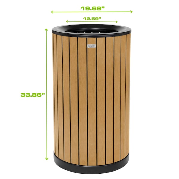 Alpine Industries 32 gal Trash Can, Cedar, Steel + Plastic wood - ALP4400-01-CD