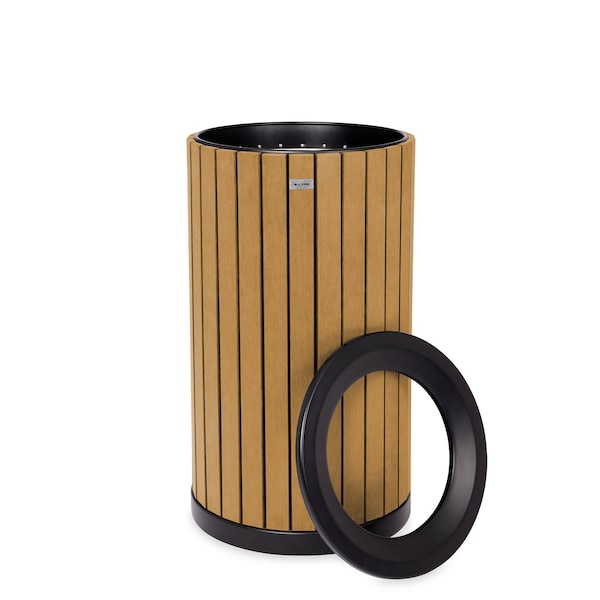 Alpine Industries 32 gal Trash Can, Cedar, Steel + Plastic wood - ALP4400-01-CD