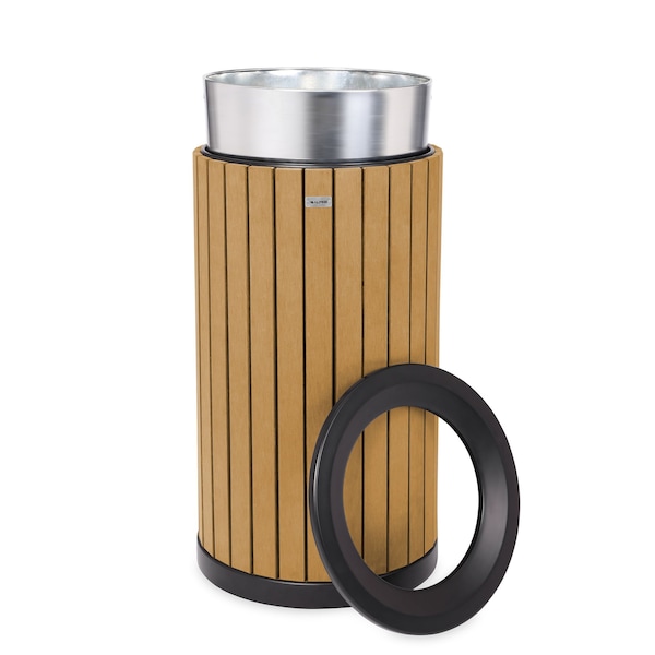 Alpine Industries 32 gal Trash Can, Cedar, Steel + Plastic wood - ALP4400-01-CD