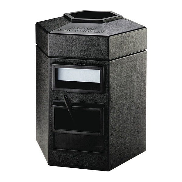 Commercial Zone Products 35 gal Hexagon Trash Can, Black, 25 in Dia, Plastic - 755201