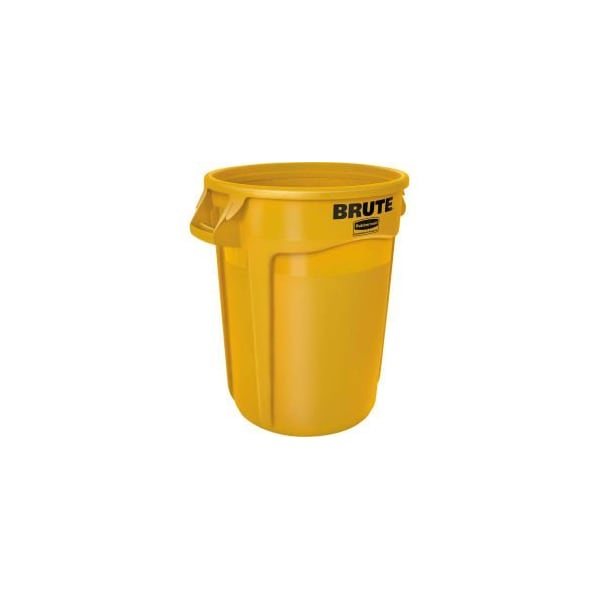 Rubbermaid Commercial Rubbermaid Brute 2632 Trash Container w/Venting Channels 32 Gallon - Yellow - FG263200YEL