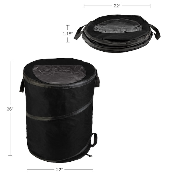Wakeman Collapsible Trash Can-46-Gallon Bin with 3 Stakes for Camping or Recycling by Wakeman Black, 4PK - 75-CMP1151