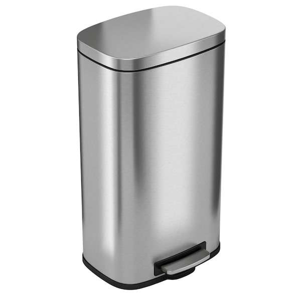 Hls Commercial 8 gal Trash Can, Silver, Stainless Steel - HLSS08R