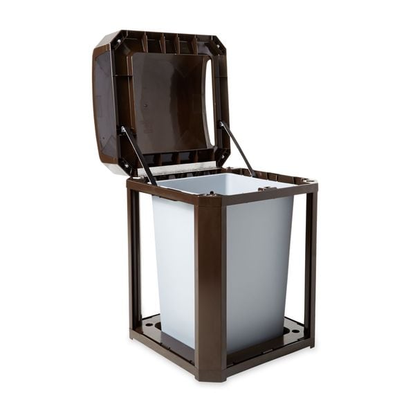 Rubbermaid Commercial 35 gal Square Trash Can, Sable, 26 in Dia, Open Top - FG397000SBLE